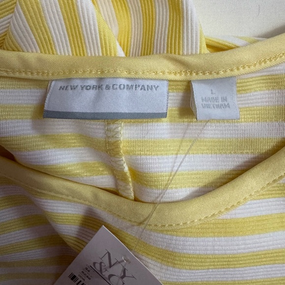 New York & Company Lemon Striped Mini Dress - Picture 2 of 4